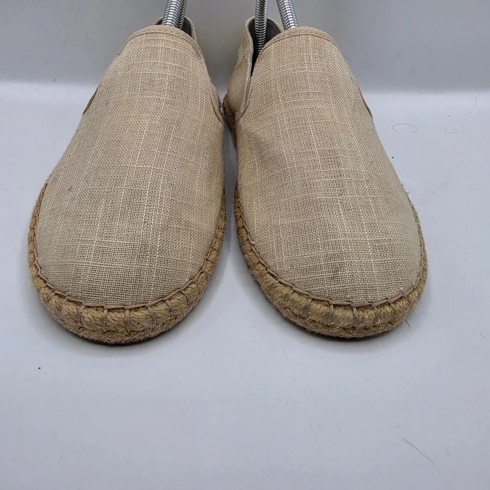 Olukai Kaula Pa'a Kapa Tan Linen Espadrille Slip On Shoes Womens 8.5